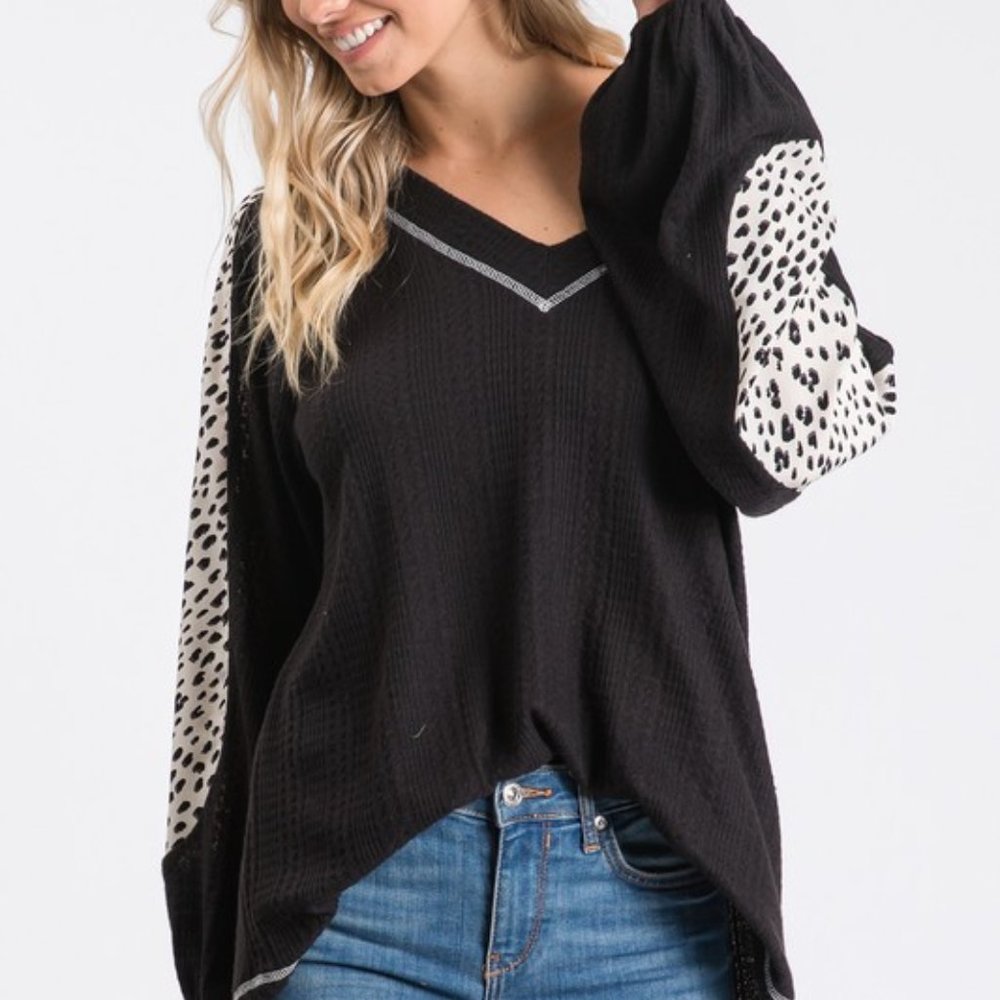 NWT Black Tunic with Balloon Sleeve